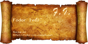 Fodor Ivó névjegykártya